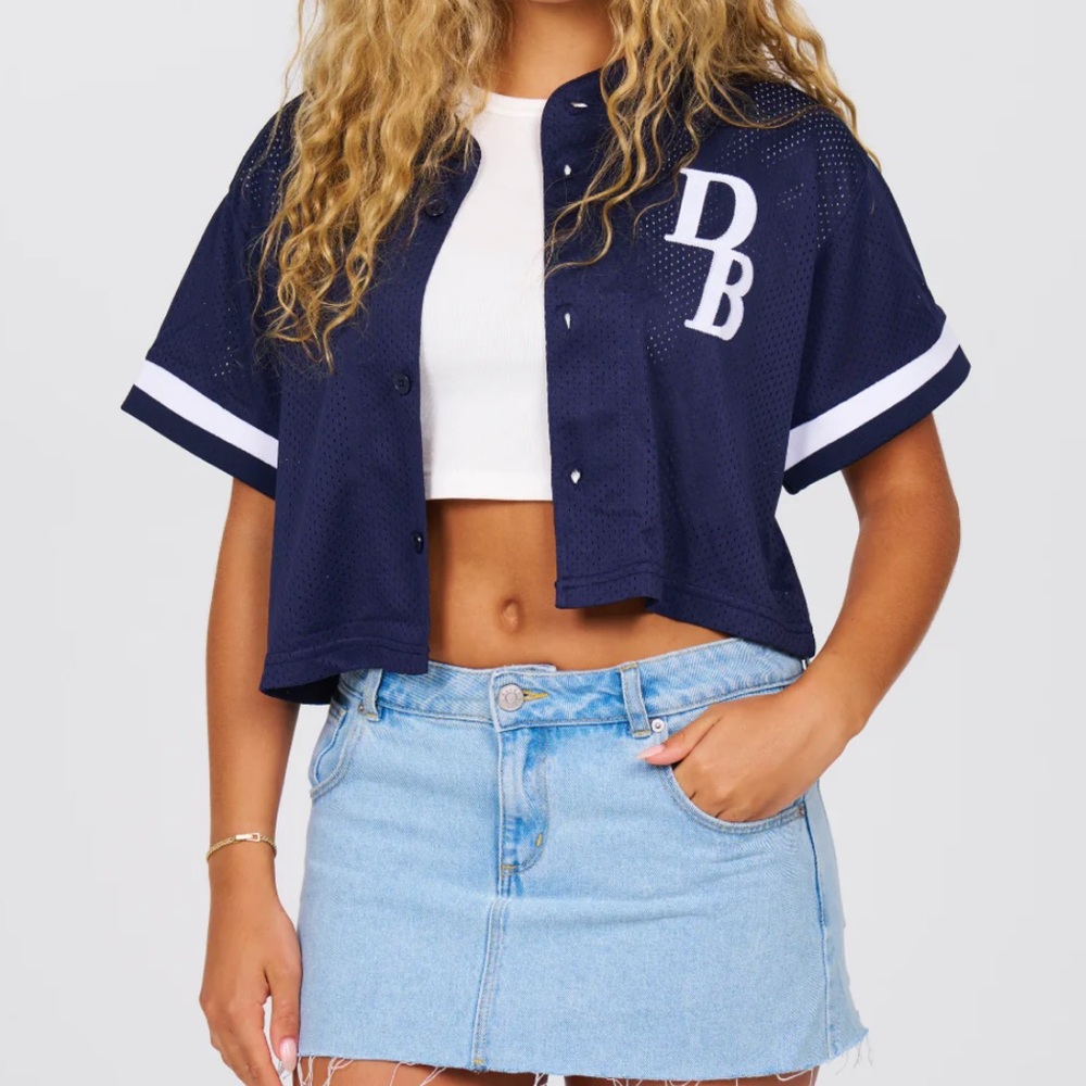 NWT Dairy Boy Homecoming cropped Jersey in Navy - Picture 4 of 14